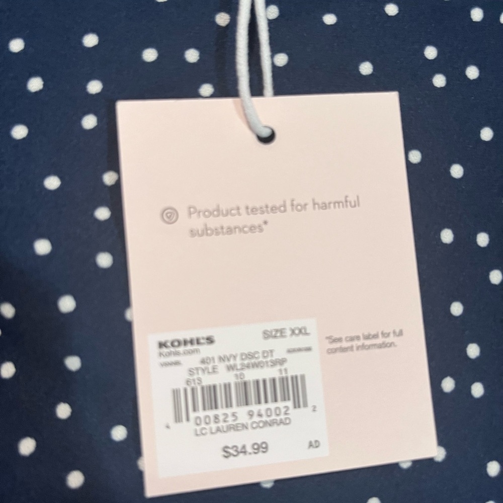 LC Lauren Conrad Navy and White Polka Dot Top - Picture 2 of 2